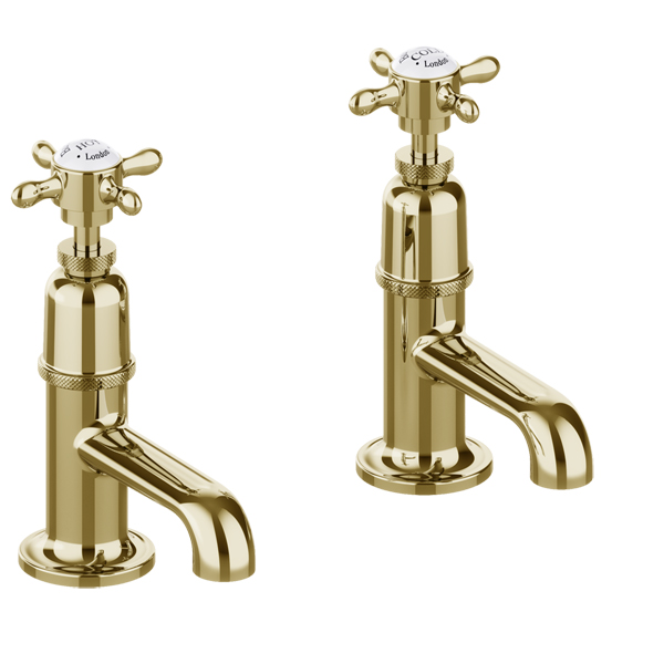 Additional image of Burlington Guild Pair of Traditional Basin Tap - Crosshead Handles - Deck Mounted