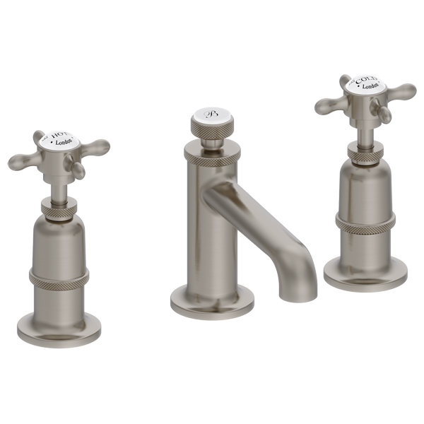 Additional image of Burlington Guild 3 Hole Traditional Basin Mixer Tap - Crosshead Handles - Deck Mounted