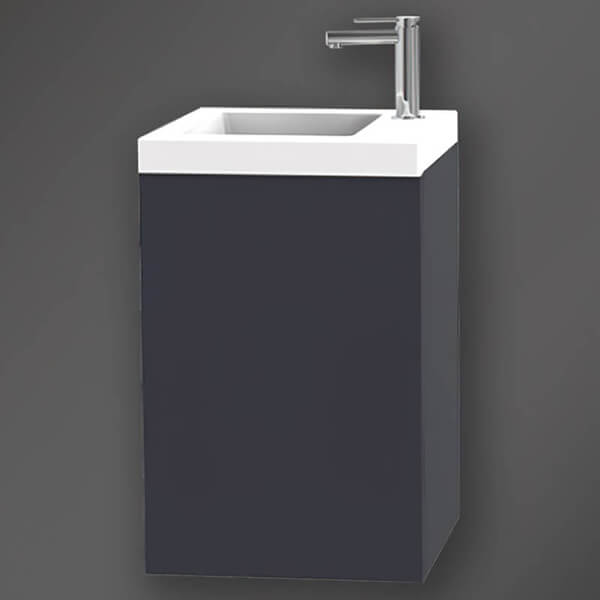 Miller City Wall-Hung Cloakroom Vanity Unit for Full Cover Basin - 1 Door - 405 x 355mm