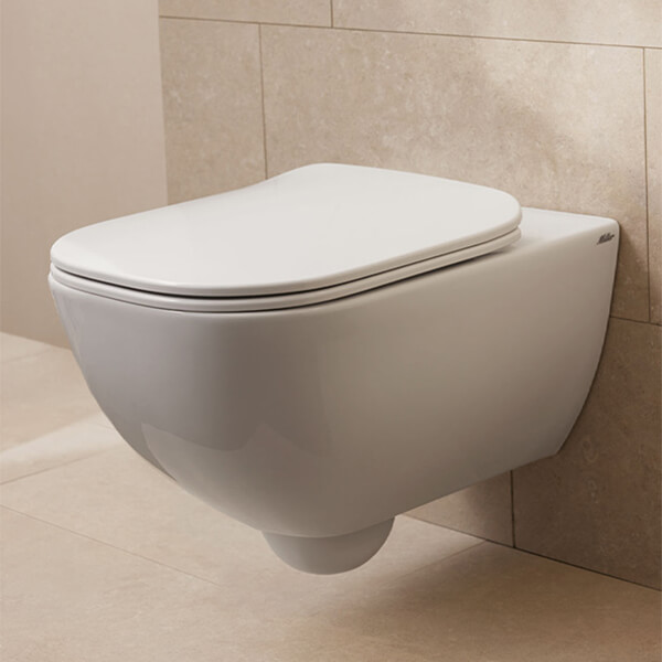Miller Rimless Wall Hung WC Pan with Soft Close Seat - 375 x 500mm