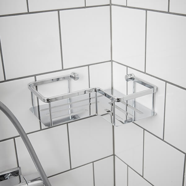 Miller Signature Wall Mounted Corner Chrome Angled Shower Shelf - 250 x 200mm