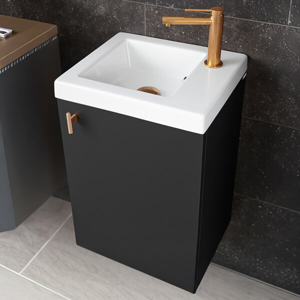 Miller City Wall-Hung Cloakroom Vanity Unit for Full Cover Basin - 1 Door - 405 x 355mm
