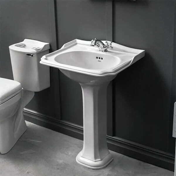 Miller Classic Traditional Ceramic Basin and Pedestal with Overflow