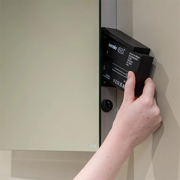 Alternate image of Sensio Lustro Rectangular Backlit Rechargeable LED Mirror with Rocker Switch