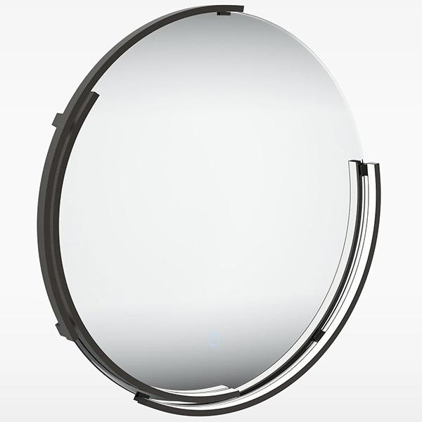 Sensio Aspect Curve Round Black Frame Frontlit LED Mirror with Demister Pad - 600 x 600mm