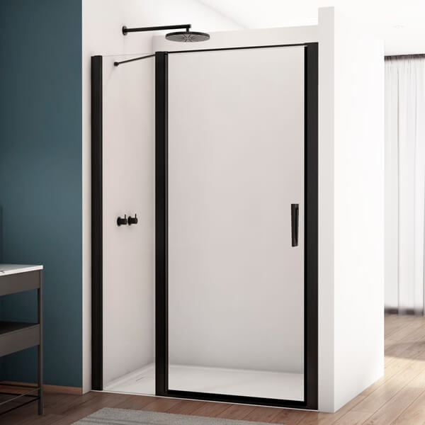 Alternate image of Kudos Divera Pivot Shower Door with Inline Panel and Handle - Aluminium Frame