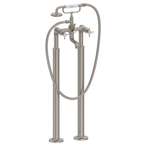 Additional image of Burlington Guild Traditional Floorstanding Bath Shower Mixer Tap with Handset and Legs - Crosshead Handles