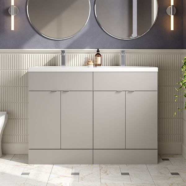 Alternate image of Hudson Reed Fusion Floorstanding His and Her Vanity Unit with Twin Basin - 4 Door - 1205 x 904mm