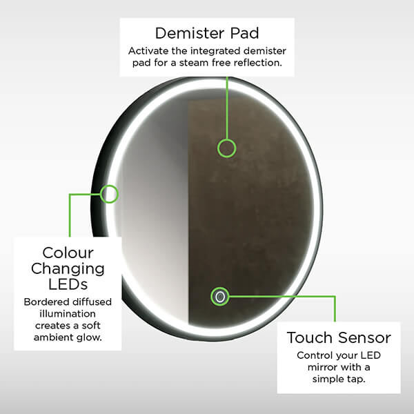 Alternate image of Sensio Frontier Round Frontlit LED Mirror with Demister Pad