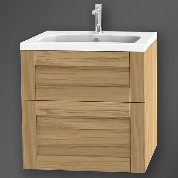 Miller London Natural Oak Wall Hung Vanity Unit - 2 Drawers