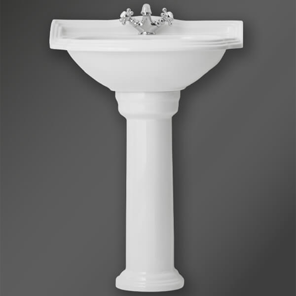 Additional image of Miller Classic Arch Traditional Ceramic Basin and Pedestal with Overflow - 1 Taphole