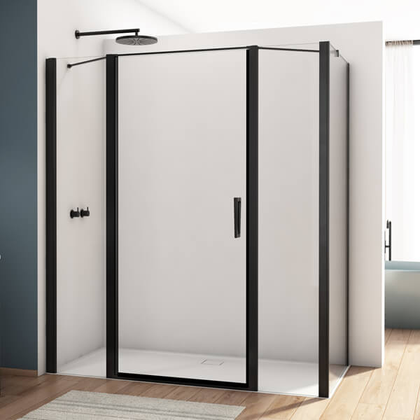 Alternate image of Kudos Divera Pivot Shower Door with 2 Inline Panels and Handle - Aluminium Frame