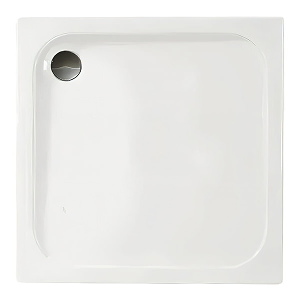 Merlyn Touchstone White Slip Resistant Square Shower Tray - ABS Acrylic-Capped Stone Resin - 50mm High