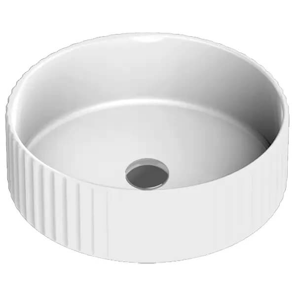 Tavistock 355 x 355mm White Round Fluted Countertop Basin