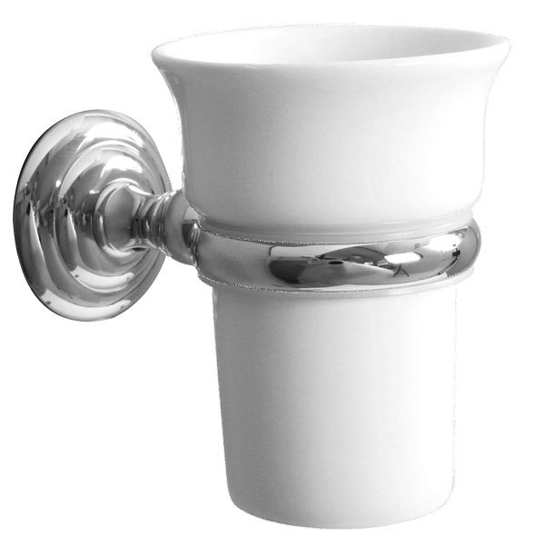 Miller Richmond Ceramic Tumbler And Chrome Holder - 120 x 110mm