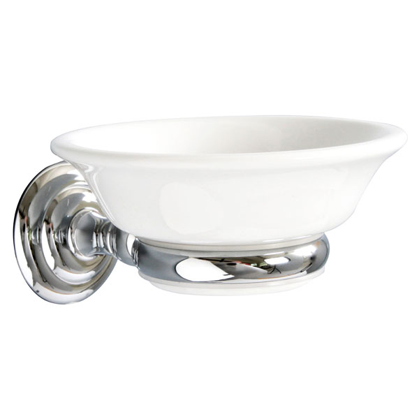 Miller Richmond Ceramic Soap Dish And Chrome Holder - 140 x 65mm