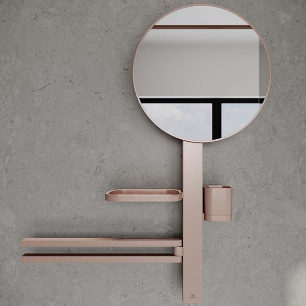 Ideal Standard ALU+ Round Shaving and Make-up Mirror with Towel Holder