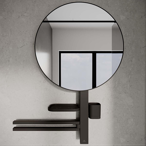 Alternate image of Ideal Standard ALU+ Round Shaving and Make-up Mirror with Towel Holder