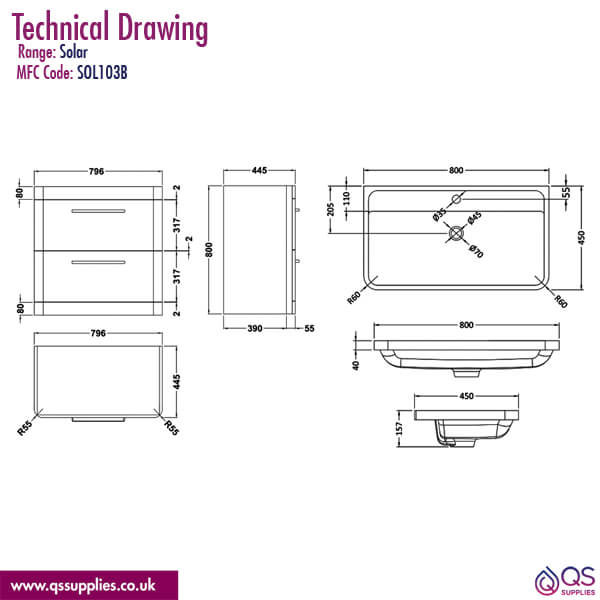 Technical drawing QS-V98000 / SOL101