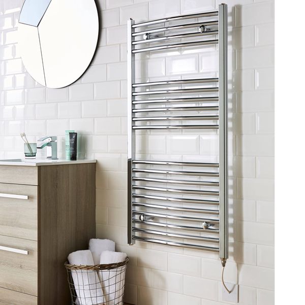 Kartell K-Rad Straight Electric Towel Rail with Brackets - 500mm Wide - Mild Steel