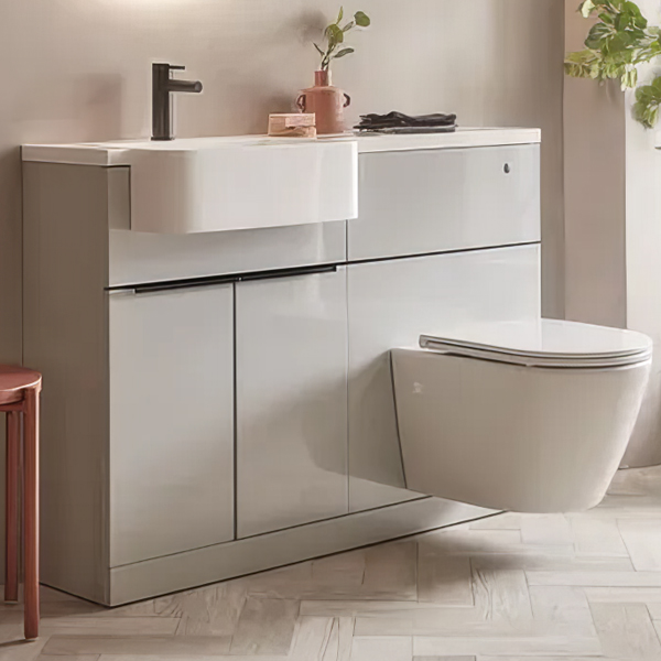 Tavistock Match Floorstanding Back To Wall WC Unit with One Shelf Basin Unit