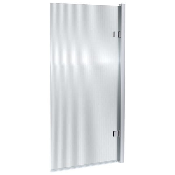Nuie Pacific Aluminium Frame Hinged Square Fluted Bath Screen - 830 x 1520mm