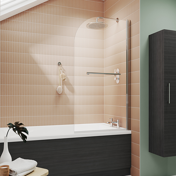 Alternate image of Nuie Pacific Aluminium Profile Frameless Straight Bath Screen - 1430mm Height