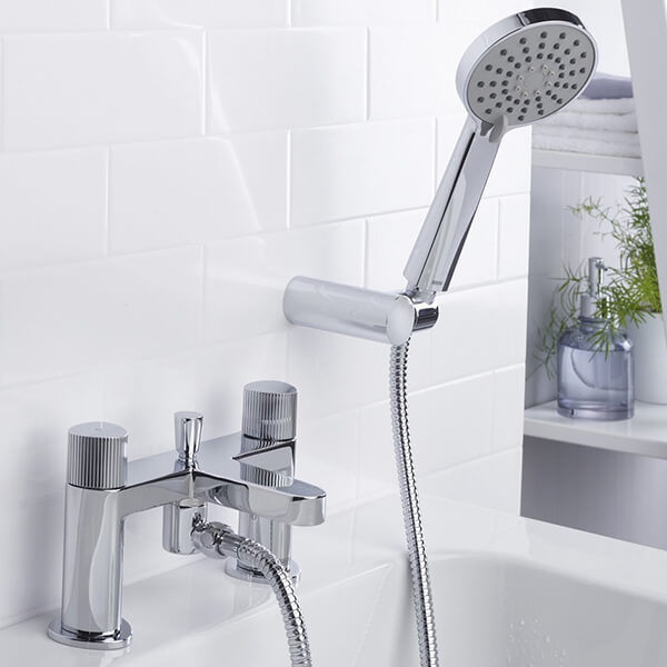 Alternate image of Bristan Liso Contemporary Bridge Bath Filler Tap - Knurled Knob Handles - Deck Mounted