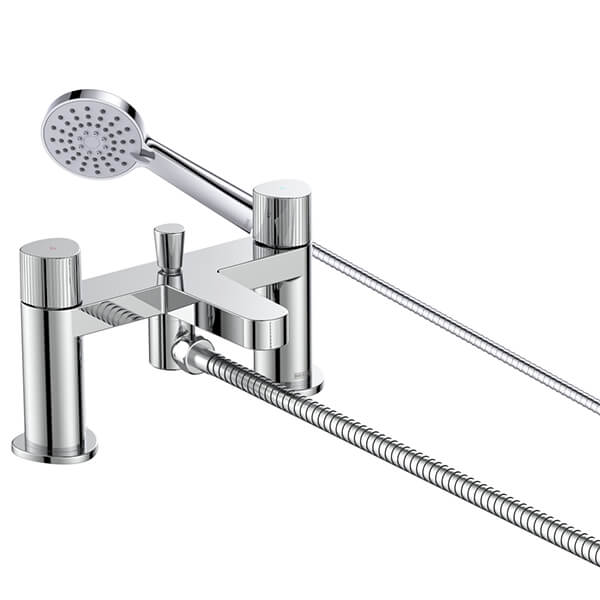 Alternate image of Bristan Liso Contemporary Bridge Bath Filler Tap - Knurled Knob Handles - Deck Mounted