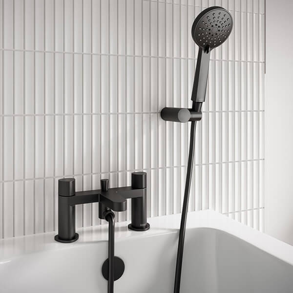 Alternate image of Bristan Liso Contemporary Bridge Bath Filler Tap - Knurled Knob Handles - Deck Mounted