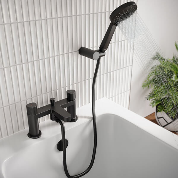Alternate image of Bristan Liso Contemporary Bridge Bath Filler Tap - Knurled Knob Handles - Deck Mounted