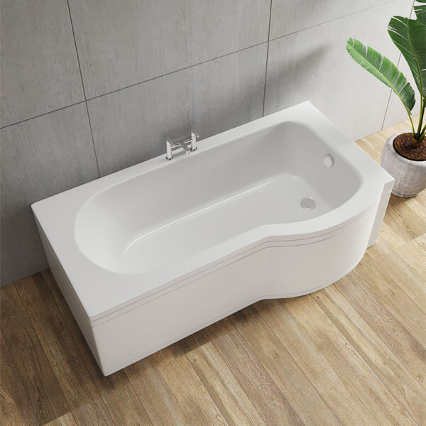 Trojancast Concert P Shaped Encapsulated Baseboard Shower Bath White - 1500 x 850mm