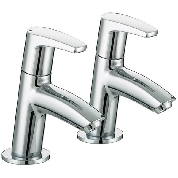 Bristan Orta Contemporary Pair of Angled Basin Pillar Taps - Chrome Finish - Lever Handles