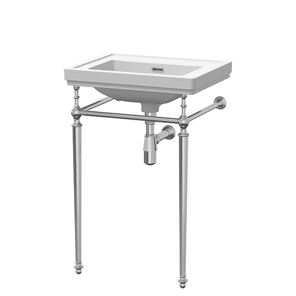 Nuie Carlton 500mm Rectangular White Basin With Traditional Washstand