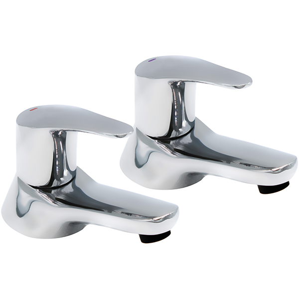 Lecico Ashby Contemporary Pair of Chrome Bath Taps - Lever Handles - Deck Mounted