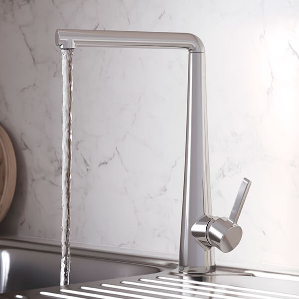 Bristan Pine Easyfit L-Shaped Kitchen Sink Mixer Tap with Swivel Spout - Flat Handle