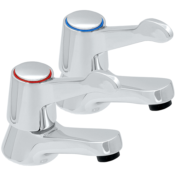 Lecico Southbury Pair of Chrome Bath Taps - Single Lever Handles - Deck Mounted