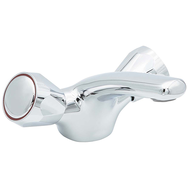 Lecico Northbury Contemporary Monobloc Chrome Basin Mixer Tap - Round Knob Handles - Deck Mounted