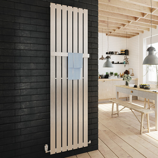 Dq Heating Delta Vertical Stainless Steel Designer Flat Panel Radiator - Wall Mounted