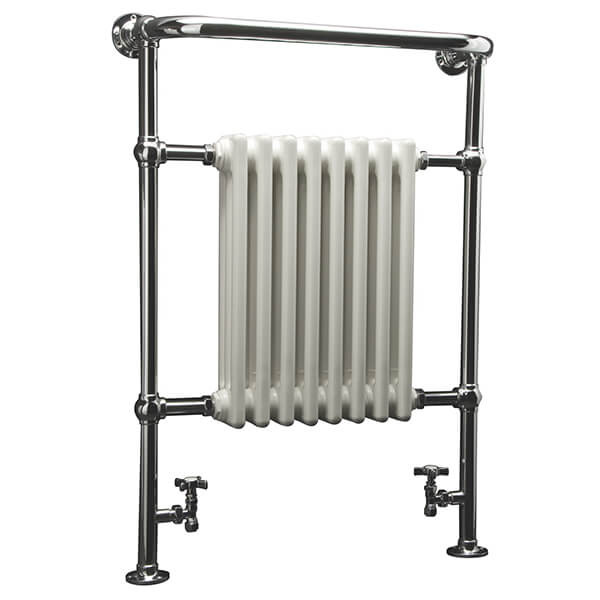 DQ Heating Croxton Floorstanding Traditional Towel Radiator 952mm High - Brass and Mild Steel