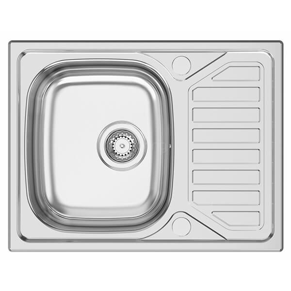 Clearwater Okio 65 Stainless Steel Inset Kitchen Sink with Waste and Drainer 650 x 500mm - Single Bowl
