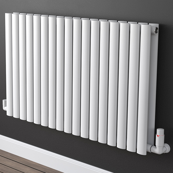 Hudson Reed Revive Horizontal Contemporary Column Radiator 600mm High - Steel - Double Panel