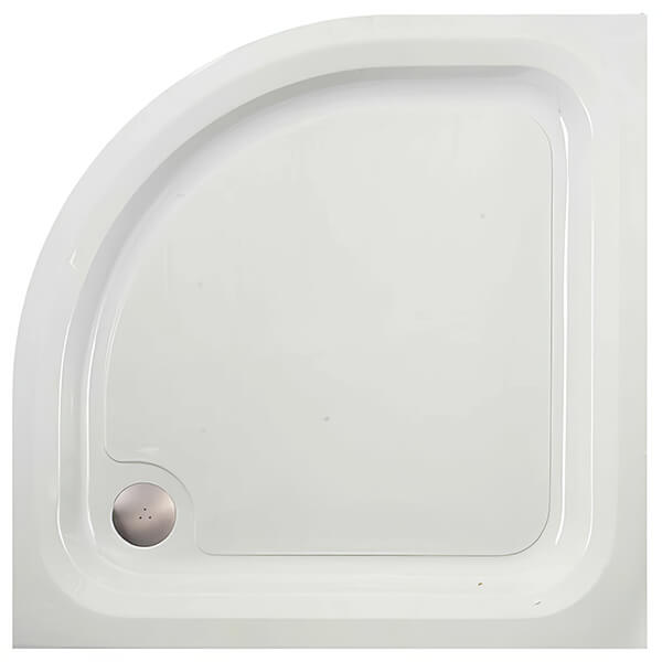 Just Trays JTUltracast Flat-Top White Curved Shower Tray - ABS Capped Acrylic Stone Resin