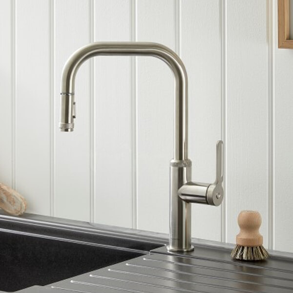 Alternate image of Clearwater Pioneer Pull-Out Kitchen Mixer Tap with U-Shaped Swivel Spout - Flat Handle