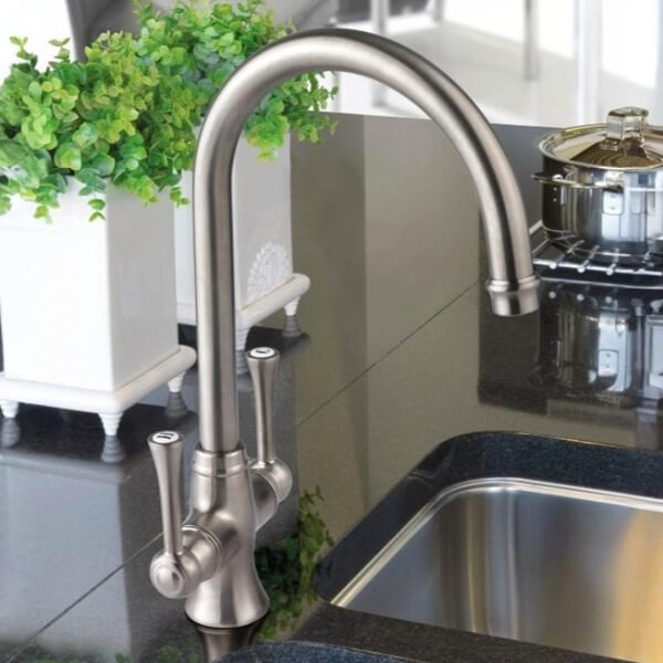 Clearwater Regent-C Classic Kitchen Sink Mixer Tap with 360 Swivel Spout - Lever Handles