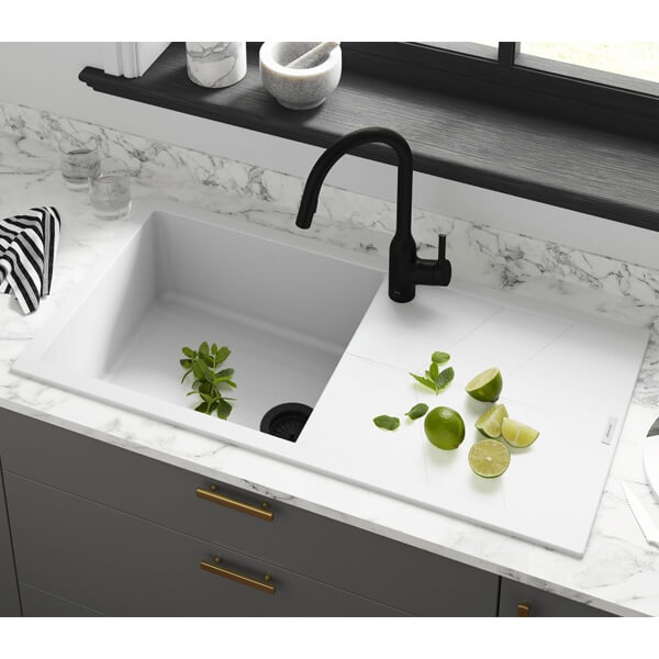 Alternate image of Clearwater Rio Granite Inset Kitchen Sink with Drainer and Waste 1000 x 500mm - One Bowl