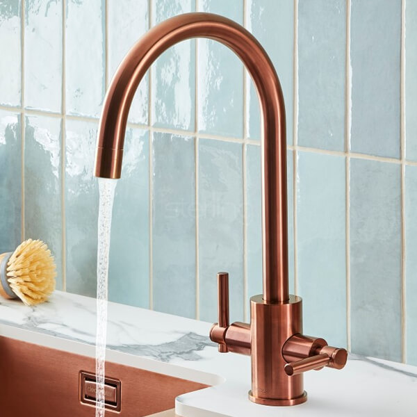 Alternate image of Clearwater Rococo-C Contemporary Kitchen Mixer Tap with Swan Neck Spout - Stick Handles