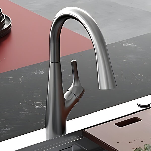 Clearwater Rosetta Pull-Out Kitchen Sink Mixer Tap with Swan Neck Swivel Spout