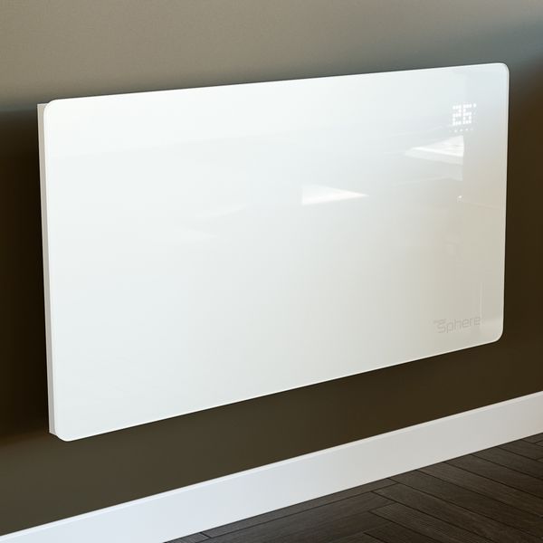 ThermoSphere Flat Panel Glass Electric Heater 675 x 450mm - Black or White
