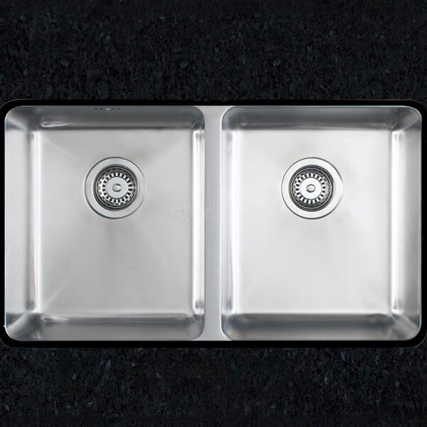 Clearwater Salsa Stainless Steel Undermount Kitchen Sink with Waste 760 x 450mm - Double Bowl